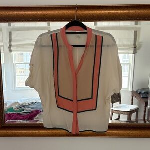 Elegant Sheer Blouse with Pink and Cream Accents